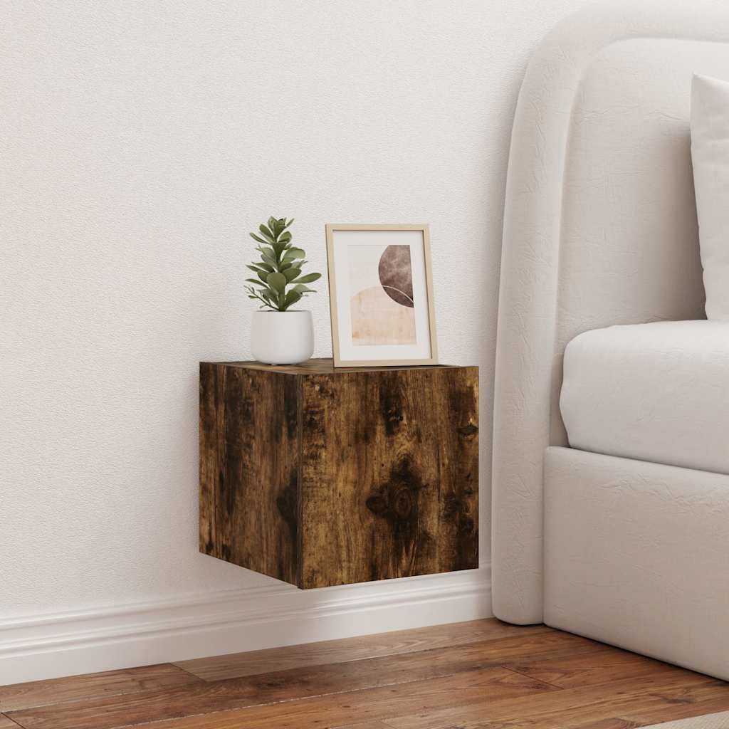 vidaXL TV-Wandschrank mit LED-Leuchten Räuchereiche 30,5x35x30 cm