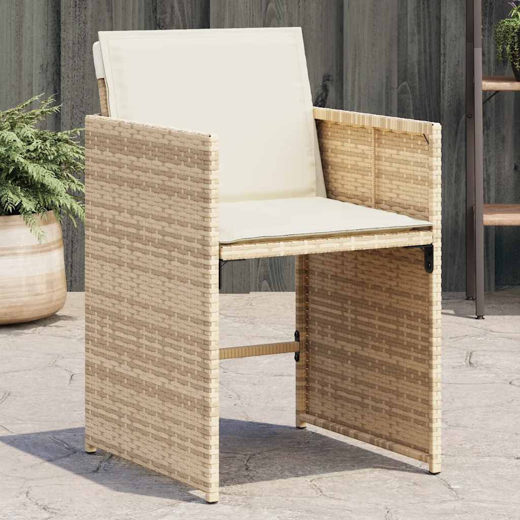 vidaXL Gartenstühle mit Kissen 4 Stk. Beige Poly Rattan