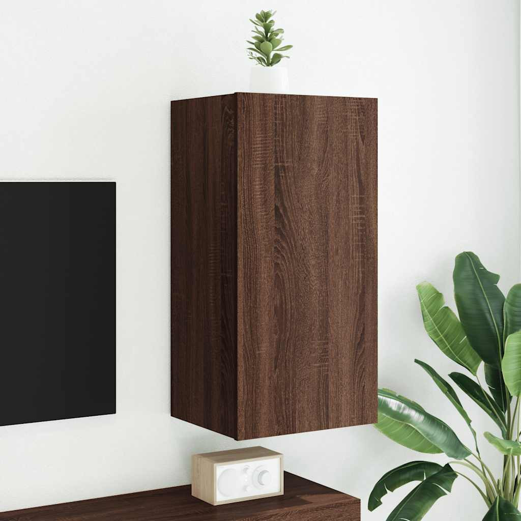 vidaXL TV-Wandschrank mit LED-Leuchten Braun Eichen-Optik 40,5x35x80cm