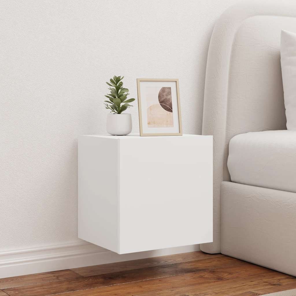 vidaXL TV-Wandschränke mit LED-Leuchten 2 Stk. Weiß 40,5x35x40 cm