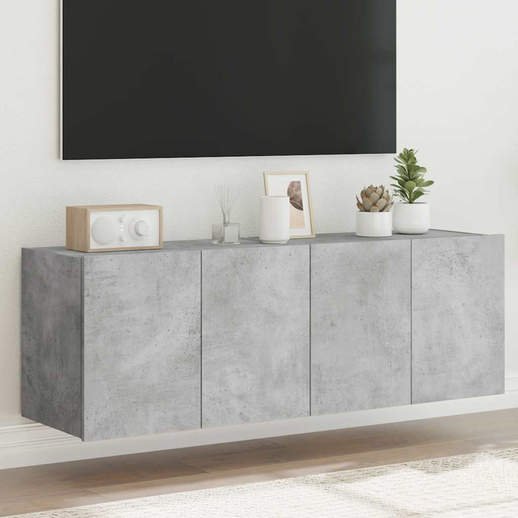 vidaXL TV-Wandschränke mit LED-Leuchten 2 Stk. Betongrau 60x35x41 cm