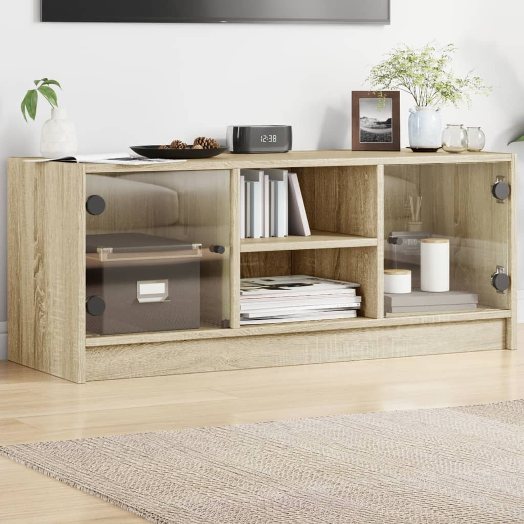 vidaXL TV-Schrank mit Glastüren Sonoma-Eiche 102x37x42 cm