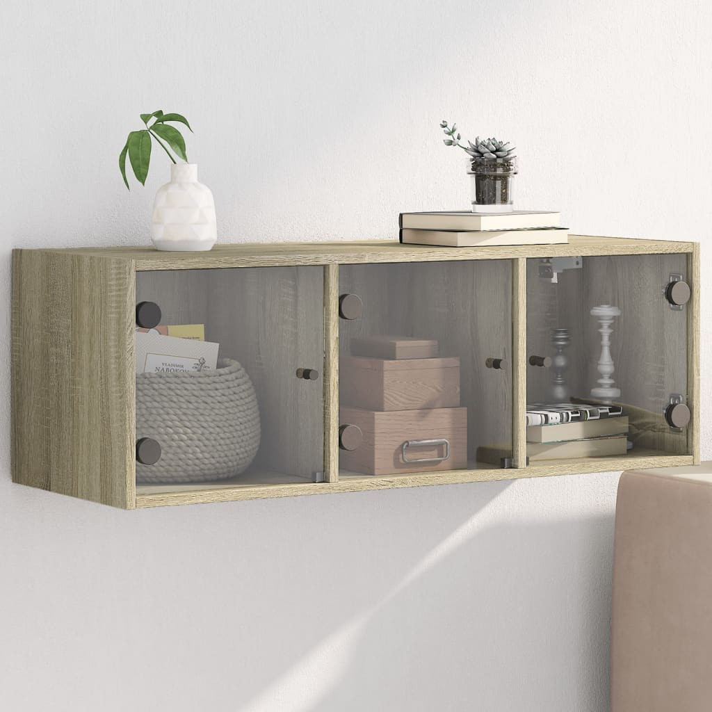 vidaXL Wandschrank mit Glastüren Sonoma-Eiche 102x37x35 cm
