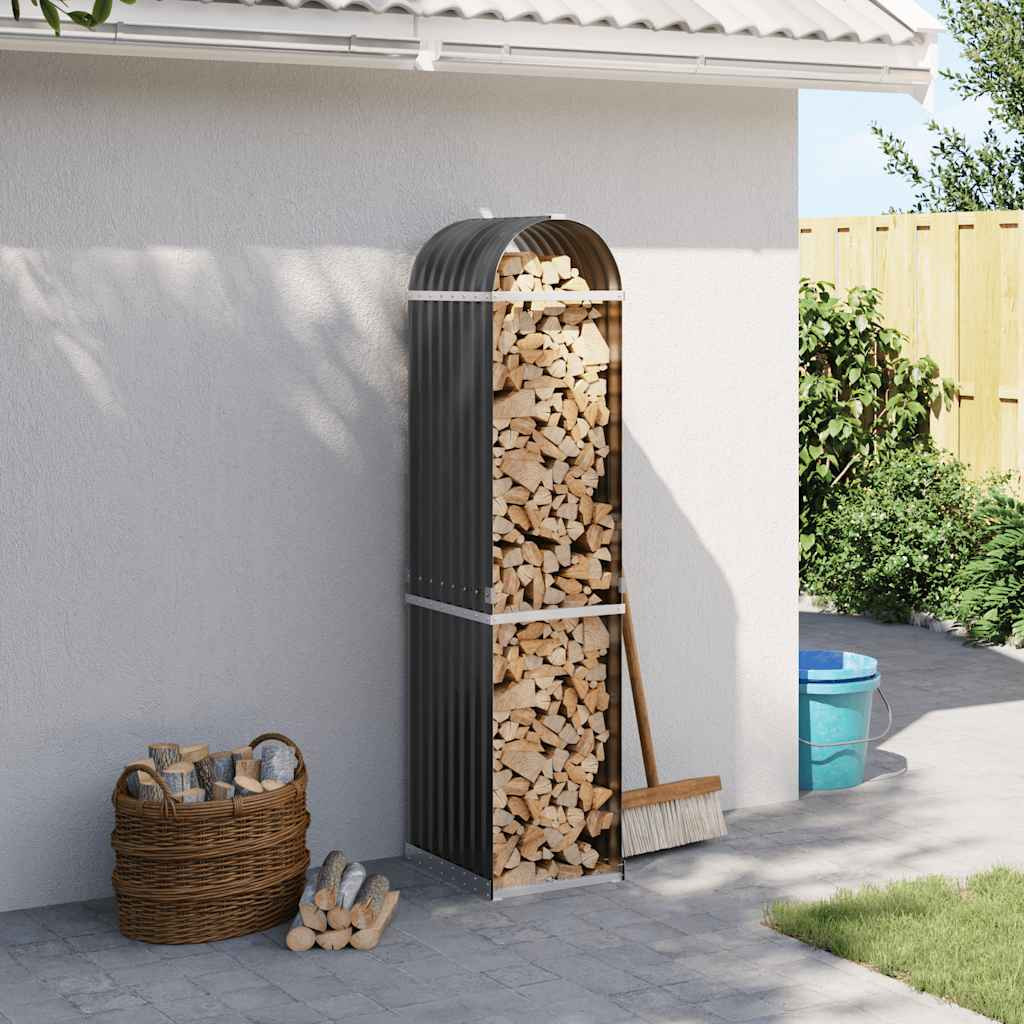 vidaXL Holzkorb Anthrazit 40x45x170 cm Verzinkter Stahl