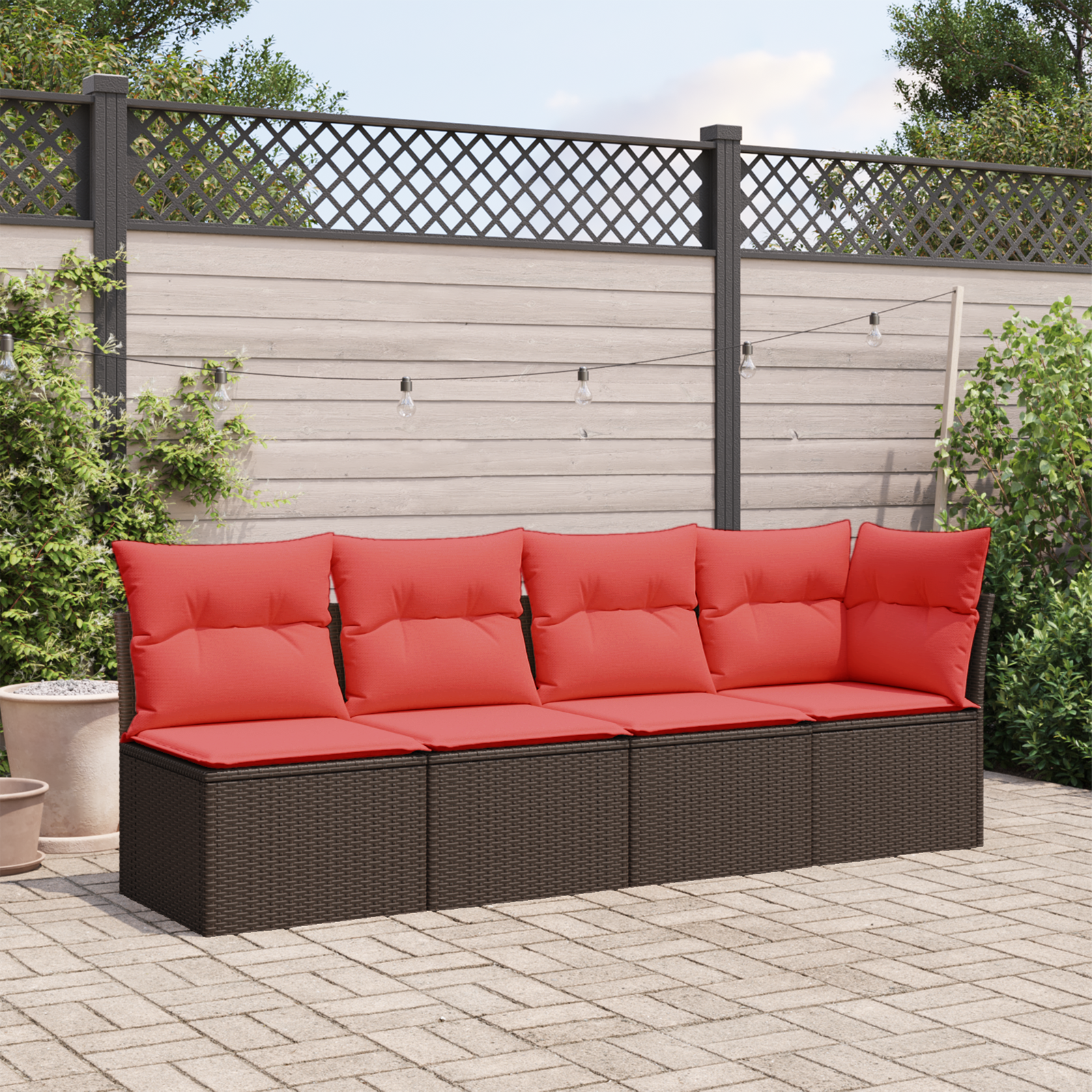 vidaXL | Garten-Sofa | mit Kissen Braun 227 x 62 x 69 cm Poly-Rattan
