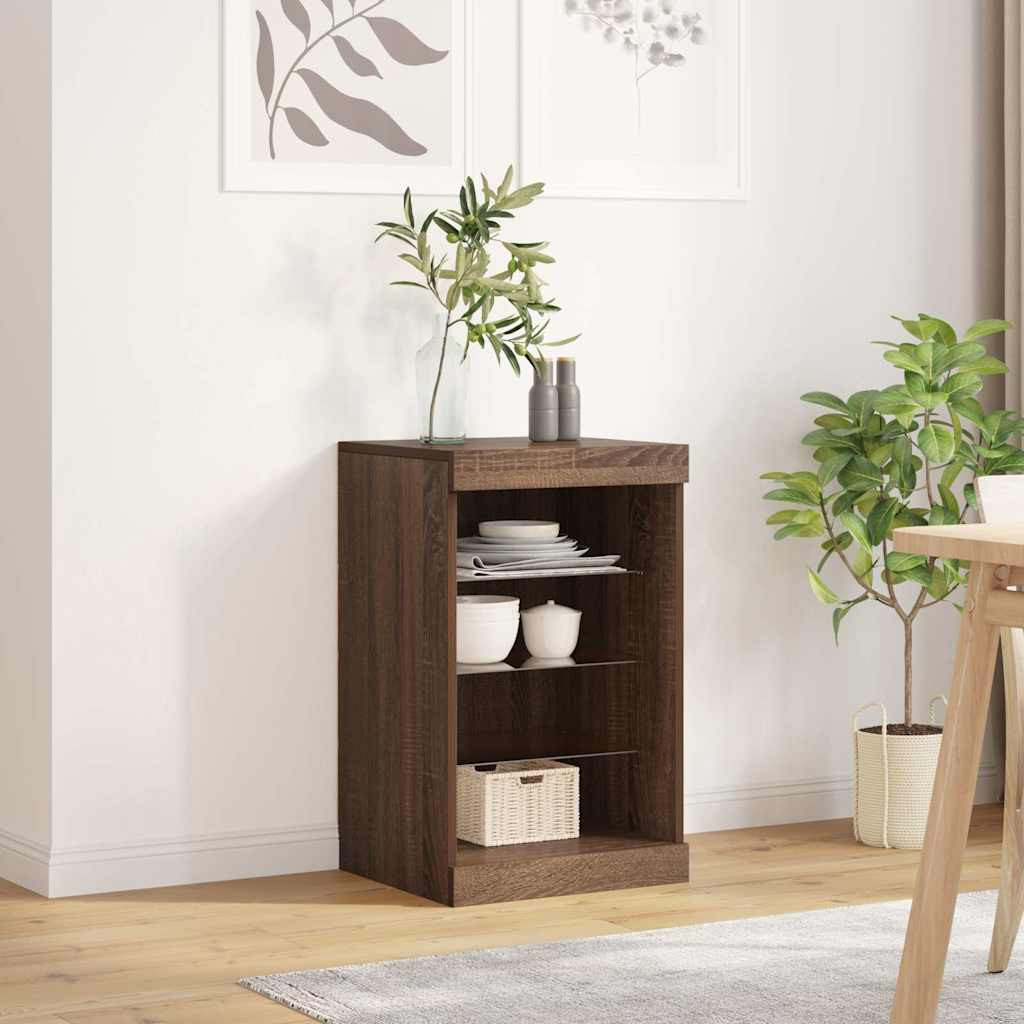 vidaXL Sideboard mit LED-Leuchten Braun Eichen-Optik 41x37x67 cm
