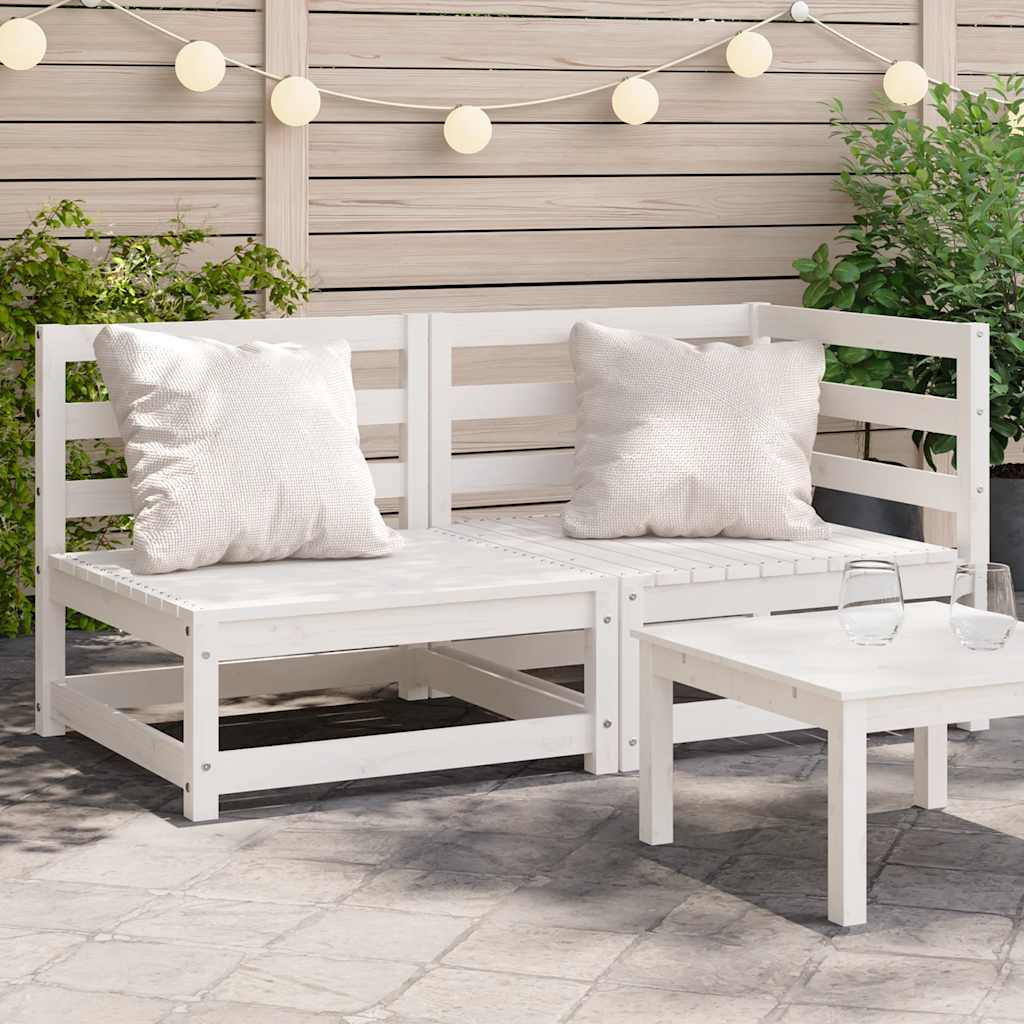 vidaXL Gartensofa 2-Sitzer Weiß Massivholz Kiefer