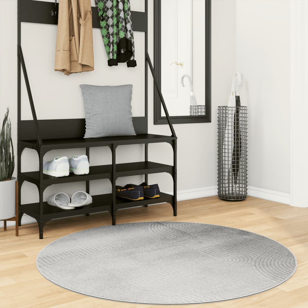 vidaXL Teppich IZA Kurzflor Skandinavischer Look Grau Ø 120 cm