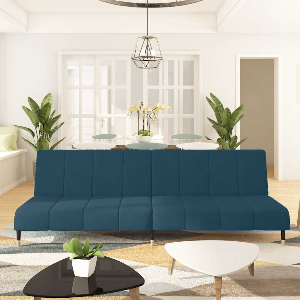 vidaXL Schlafsofa 2-Sitzer Blau Samt