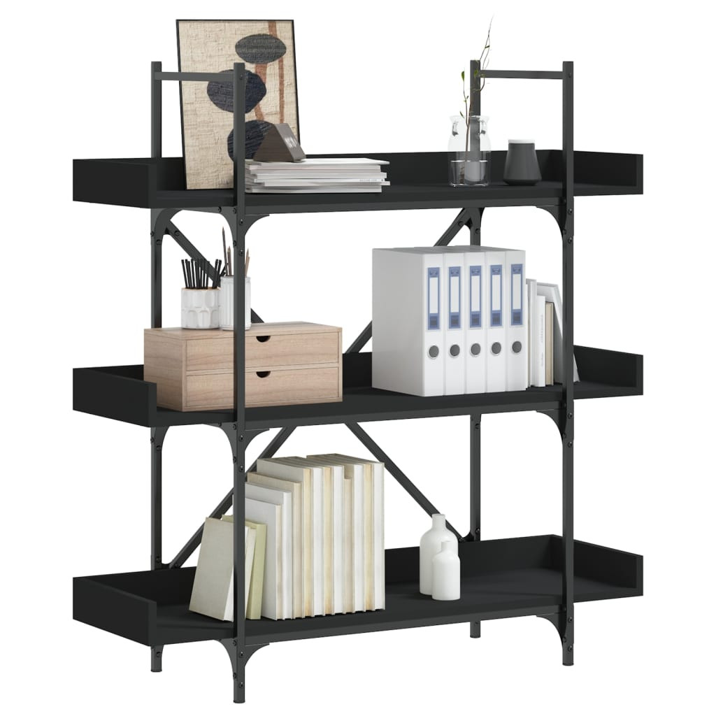 vidaXL Bücherregal 3 Böden Schwarz 100x33x108,5 cm Holzwerkstoff