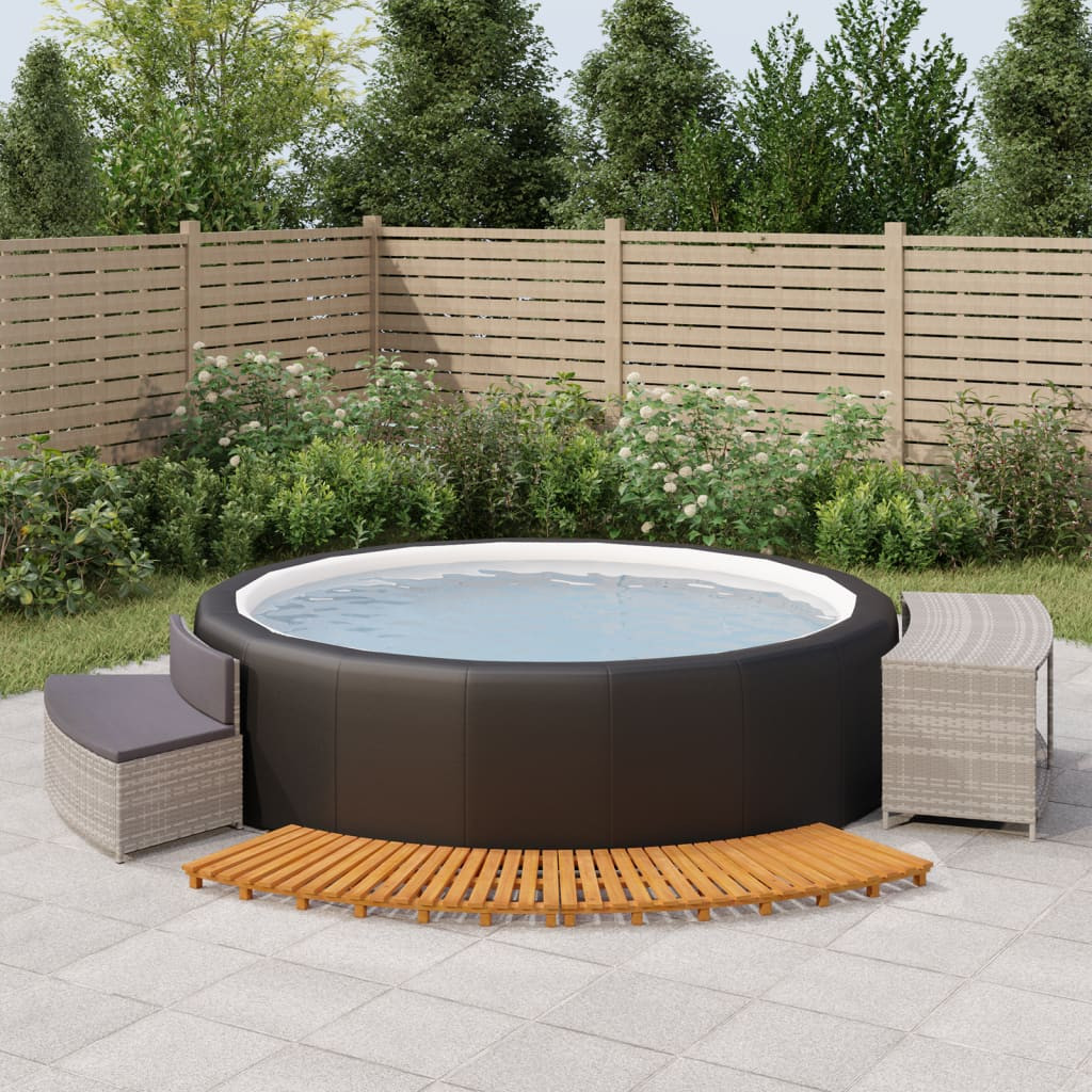 vidaXL Whirlpool-Umrandung Grau Poly Rattan und Massivholz Akazie