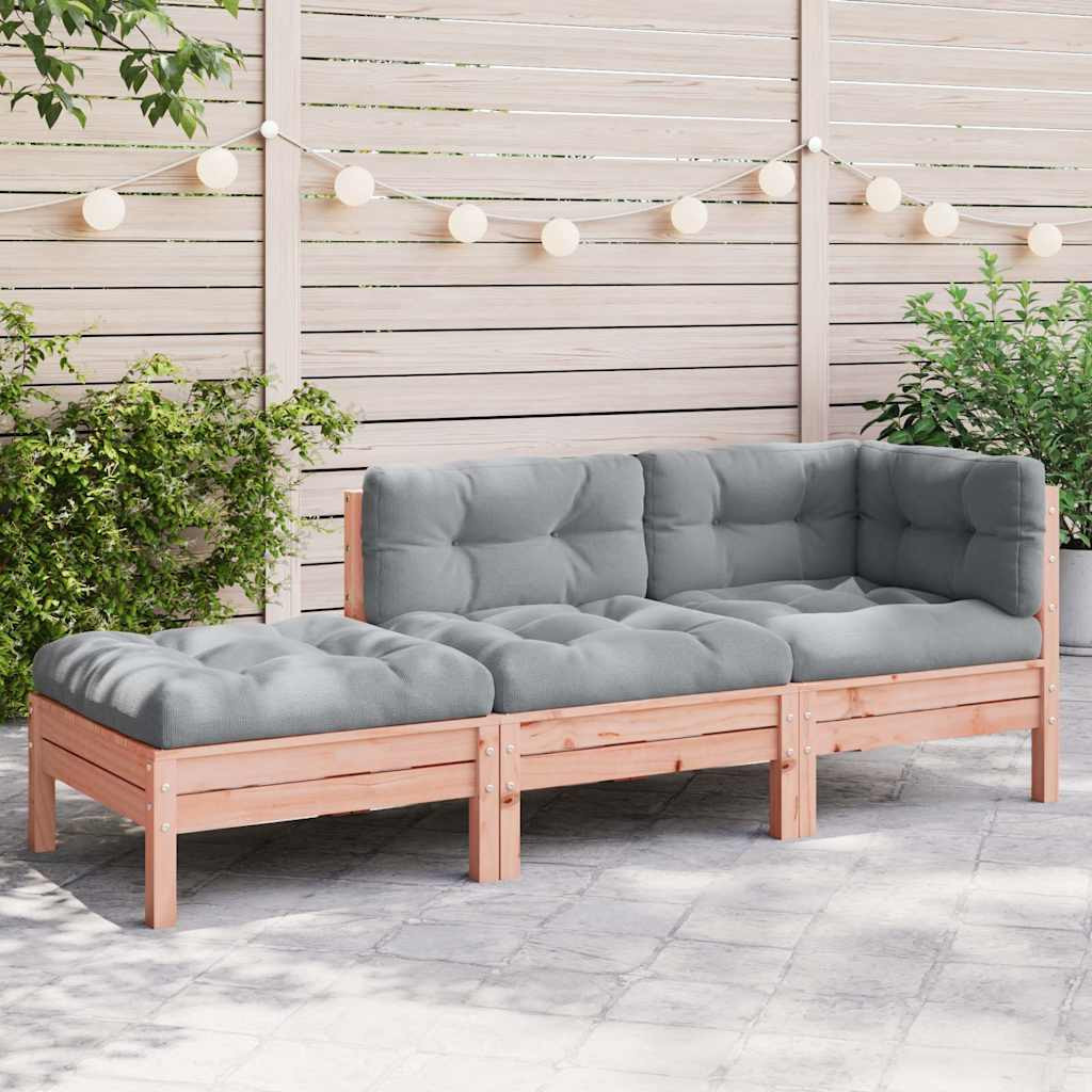 vidaXL Gartensofa mit Kissen und Hocker 3-Sitzer