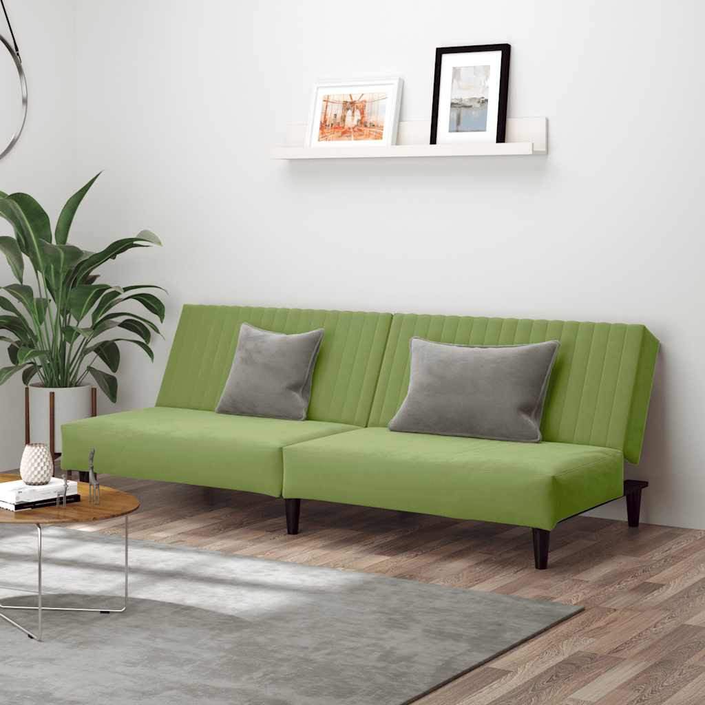 vidaXL Schlafsofa 2-Sitzer Hellgrün Samt