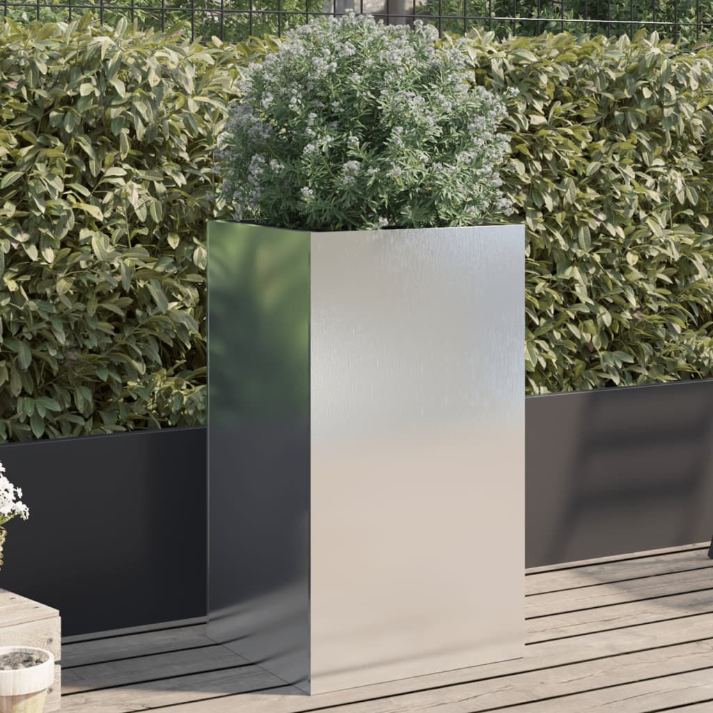 vidaXL Pflanzkübel Silbern 42x38x75 cm Edelstahl