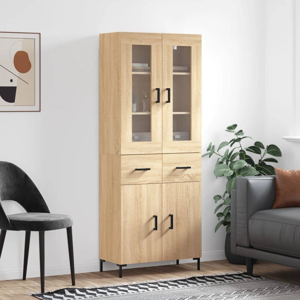 vidaXL Highboard Sonoma-Eiche 69,5x34x180 cm Holzwerkstoff
