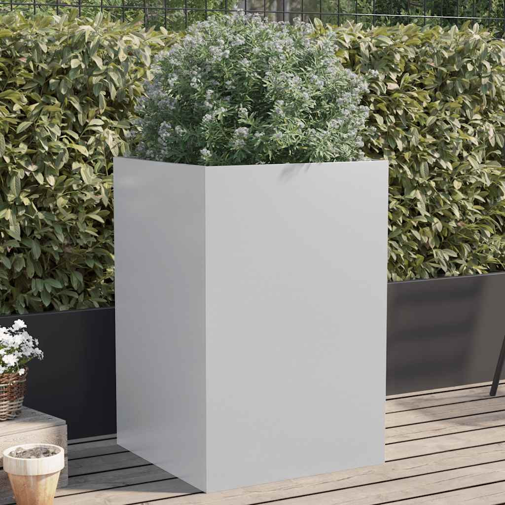 vidaXL Pflanzkübel Silbern 52x48x75 cm Verzinkter Stahl