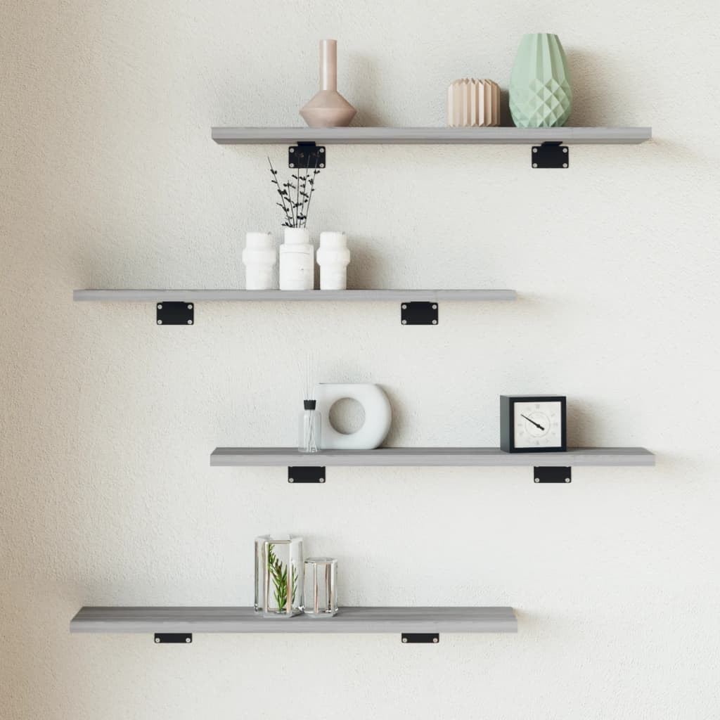 vidaXL Wandregale 4 Stk. Grau Sonoma 60x10x1,5 cm Holzwerkstoff