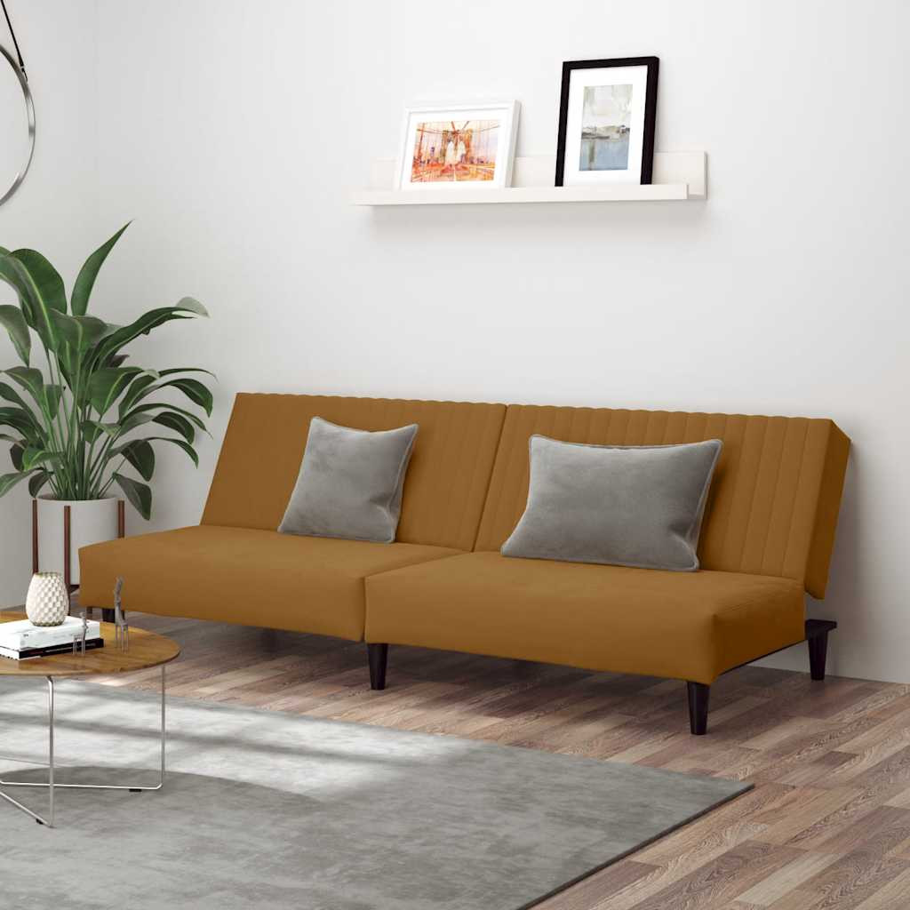 vidaXL Schlafsofa 2-Sitzer Braun Samt