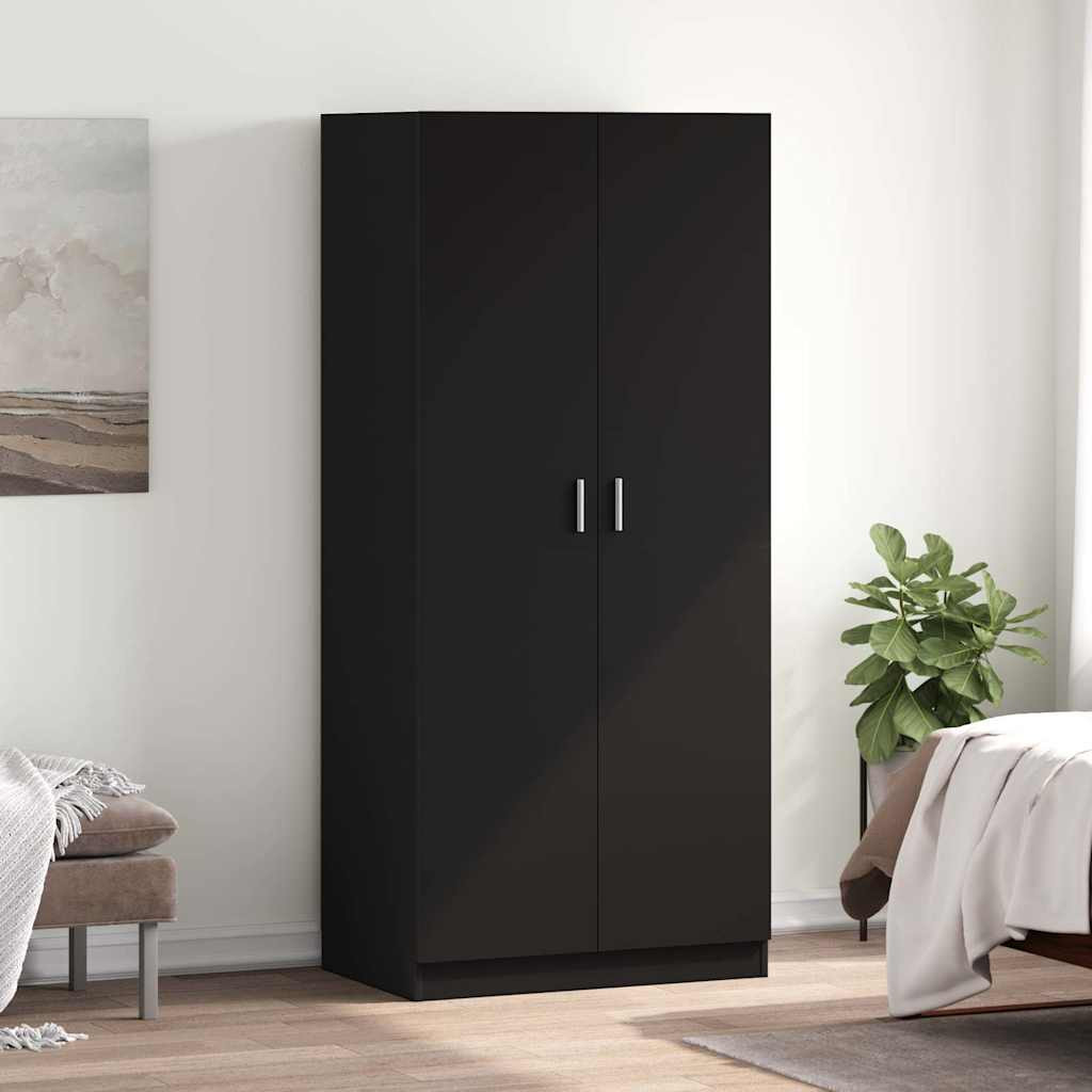vidaXL Kleiderschrank Schwarz 80x52x180 cm Holzwerkstoff