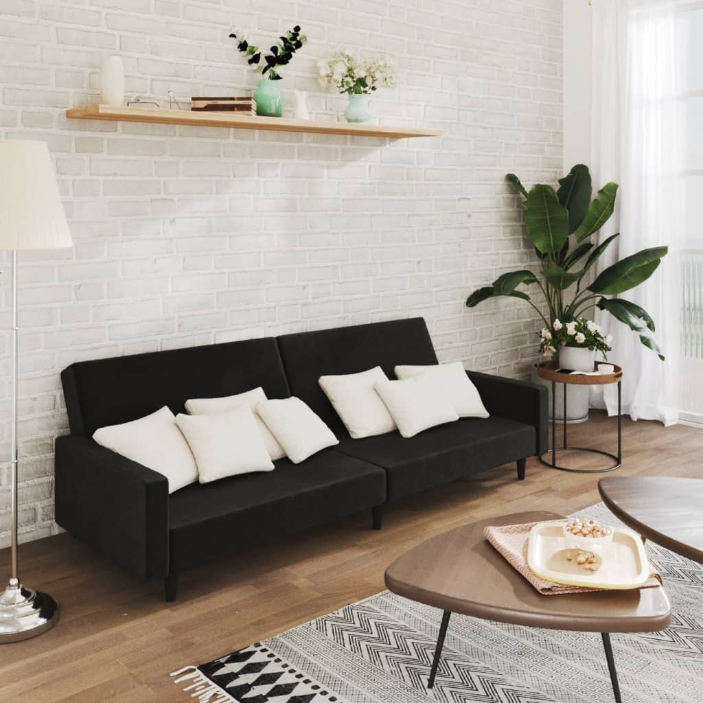 vidaXL Schlafsofa 2-Sitzer Schwarz Samt