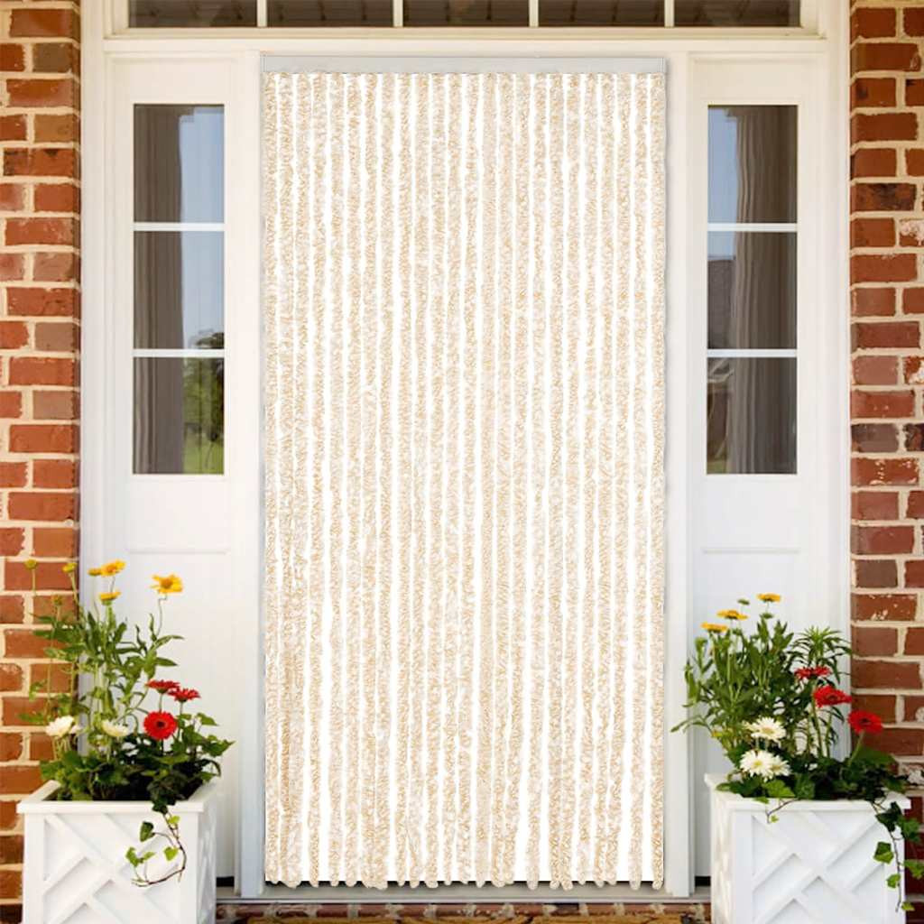 vidaXL Fliegenvorhang Beige und Weiß 100x230 cm Chenille
