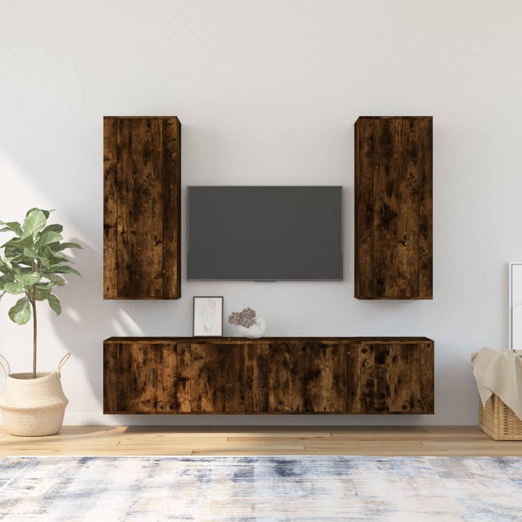 vidaXL 5-tlg. TV-Schrank-Set Räuchereiche Holzwerkstoff