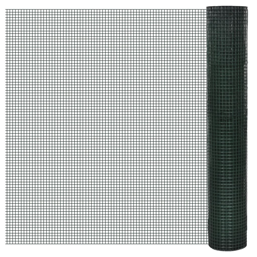 vidaXL Drahtzaun für Hühner Verzinkt mit PVC-Beschichtung 25x1 m Grün