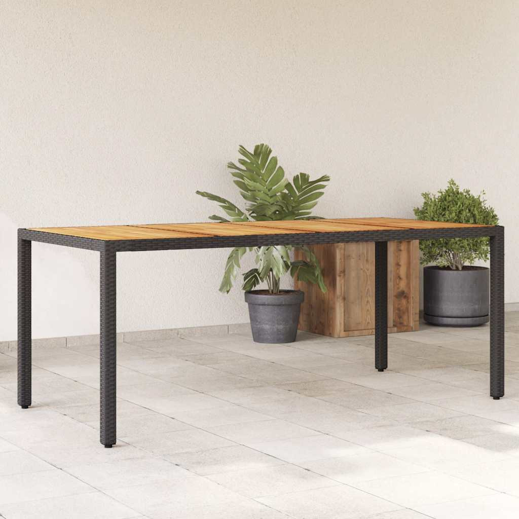 vidaXL Gartentisch mit Akazienholz-Platte Schwarz Poly Rattan