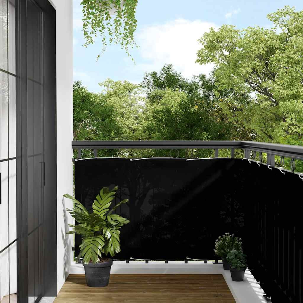 vidaXL Balkon-Sichtschutz Schwarz 90x700 cm 100 % Polyester-Oxford