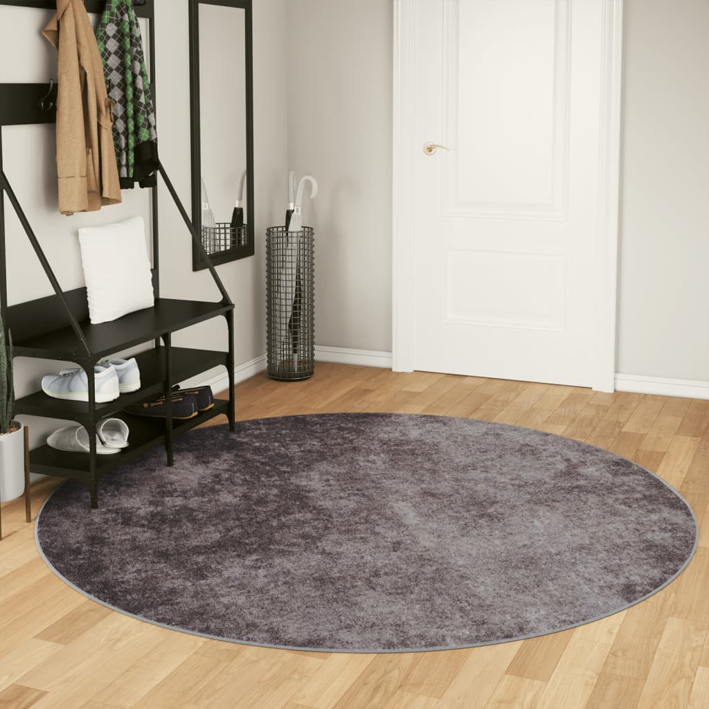 vidaXL Teppich Waschbar Grau Ø 200 cm