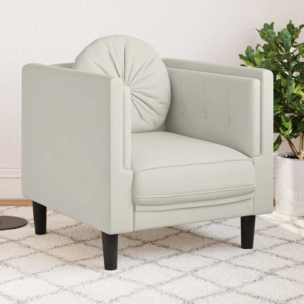vidaXL Sessel mit Kissen Creme Samt