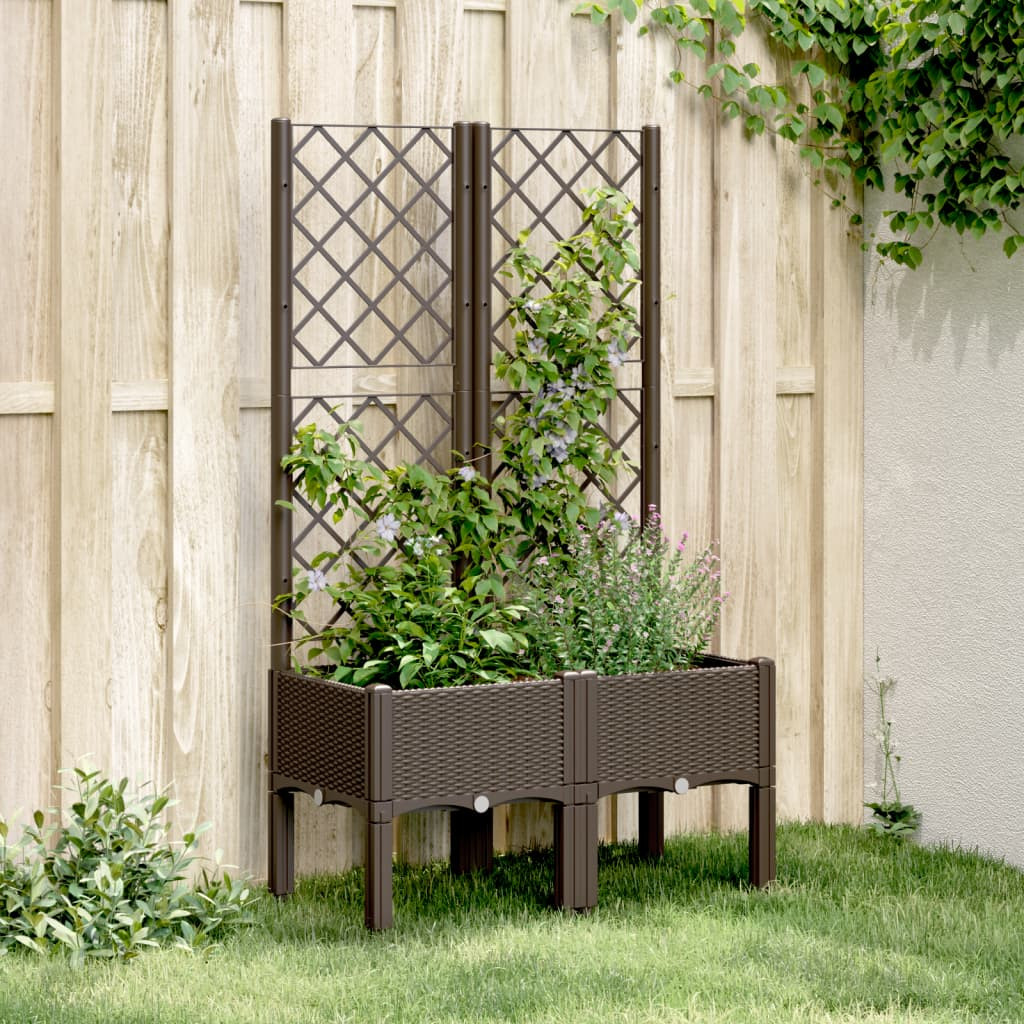 vidaXL Pflanzkübel mit Rankgitter Braun 80x40x142 cm PP