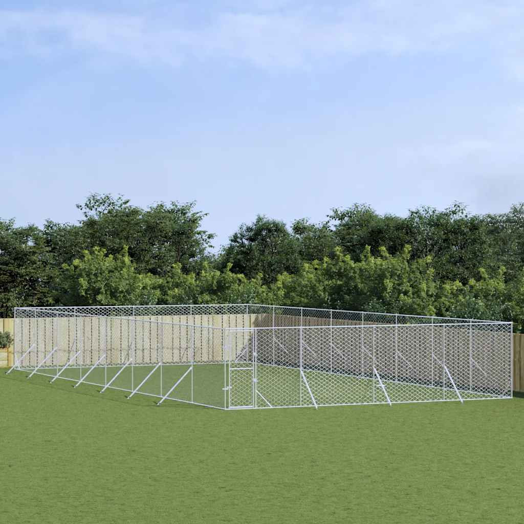 vidaXL Outdoor-Hundezwinger Silbern 8x16x2 m Verzinkter Stahl