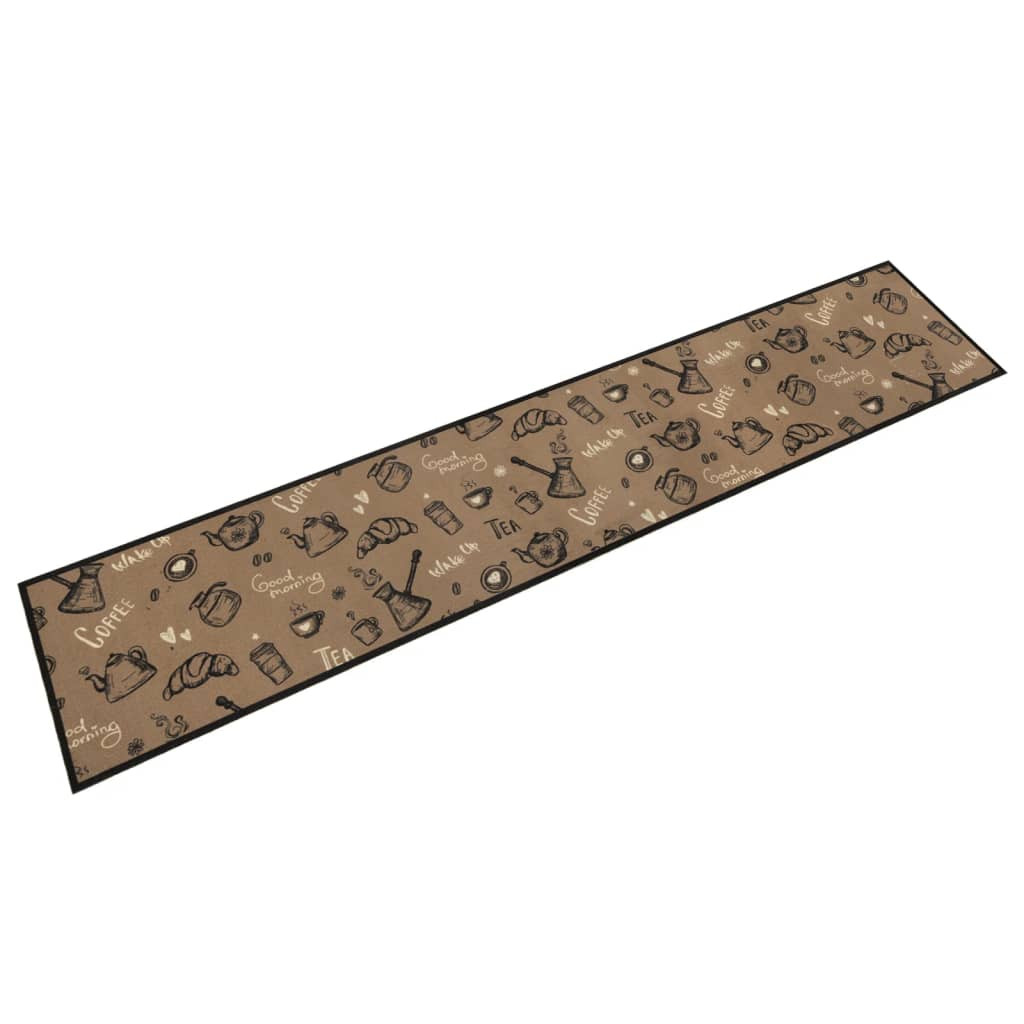 vidaXL Küchenteppich Waschbar Morgen Braun 60x300 cm Samt