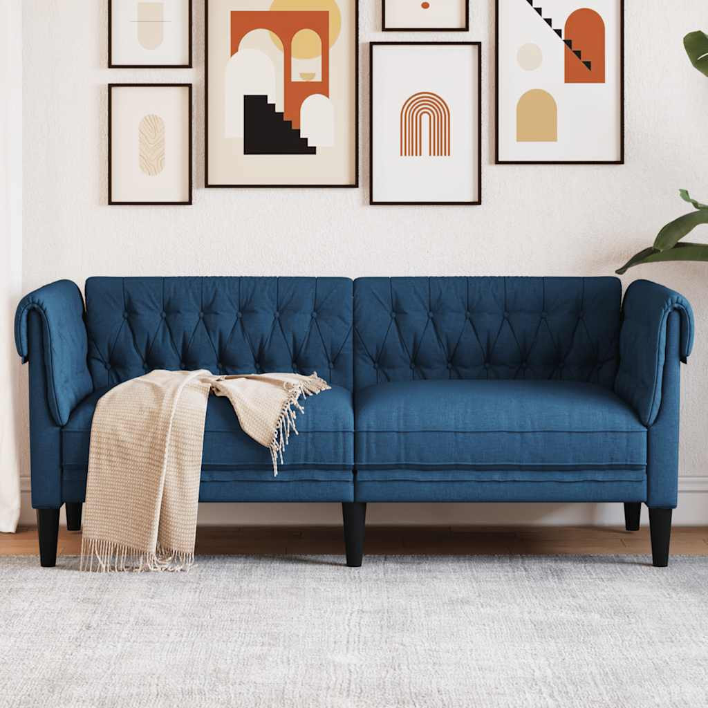 vidaXL Chesterfield-Sofa 2-Sitzer Blau Stoff