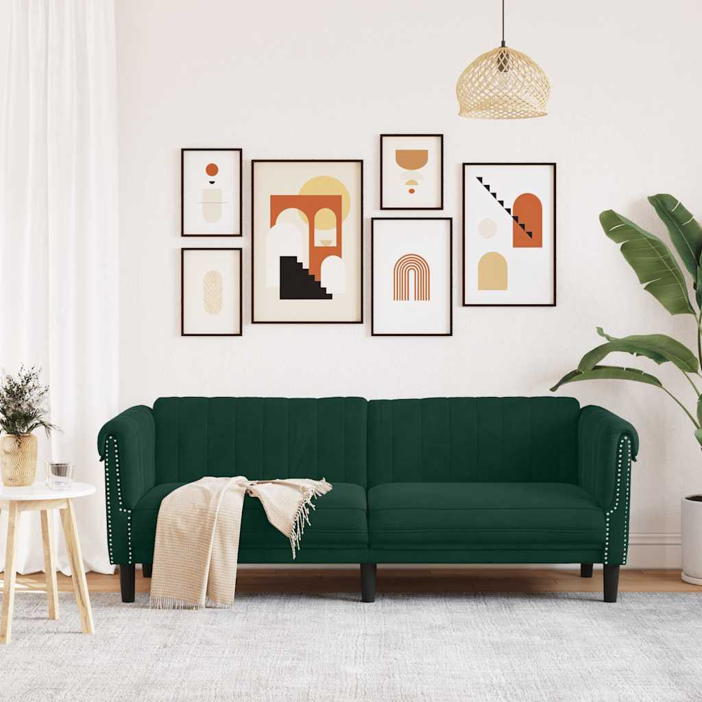 vidaXL Sofa 3-Sitzer Dunkelgrün Samt