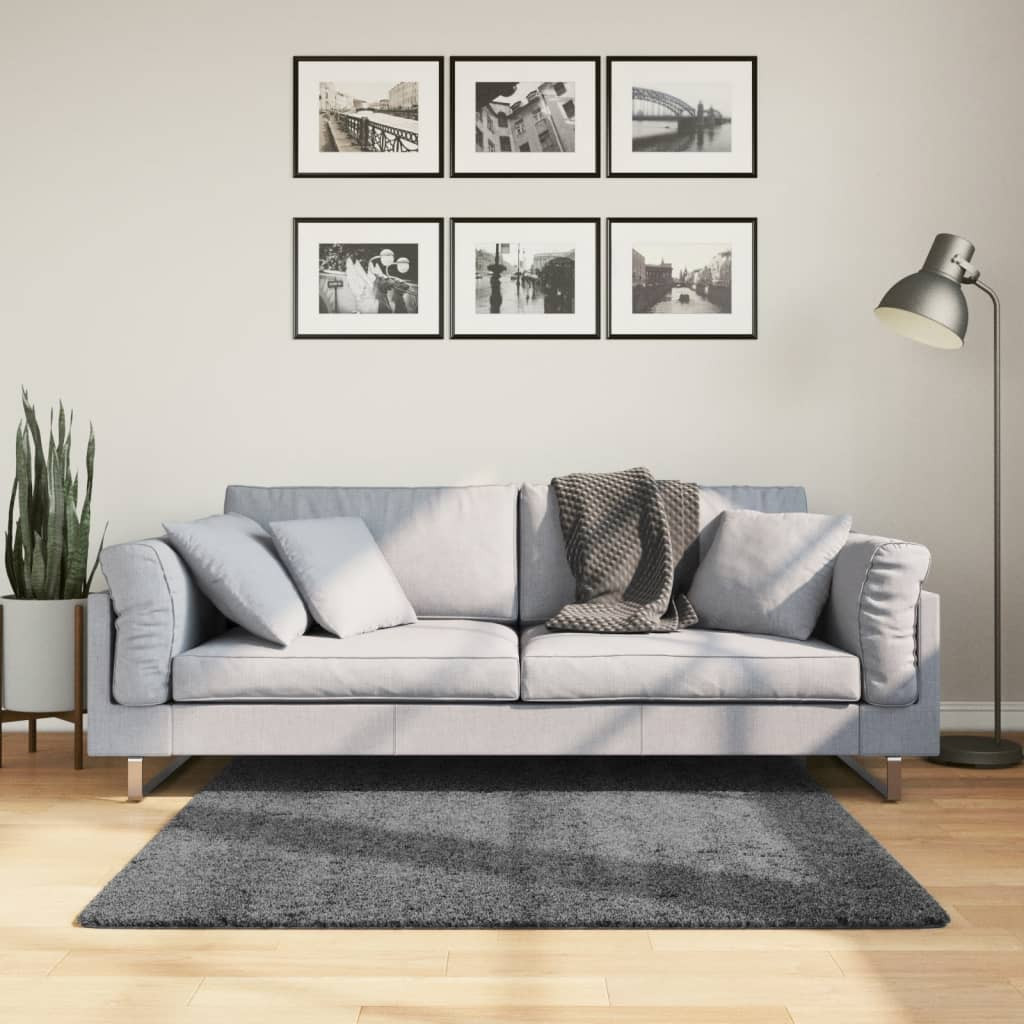 vidaXL Teppich OVIEDO Kurzflor Anthrazit 120x120 cm