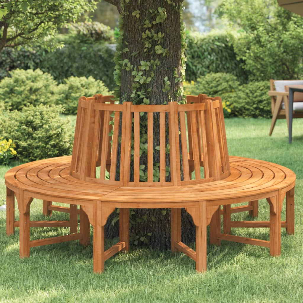 vidaXL Baumbank Rund Ø208 cm Massivholz Eukalyptus