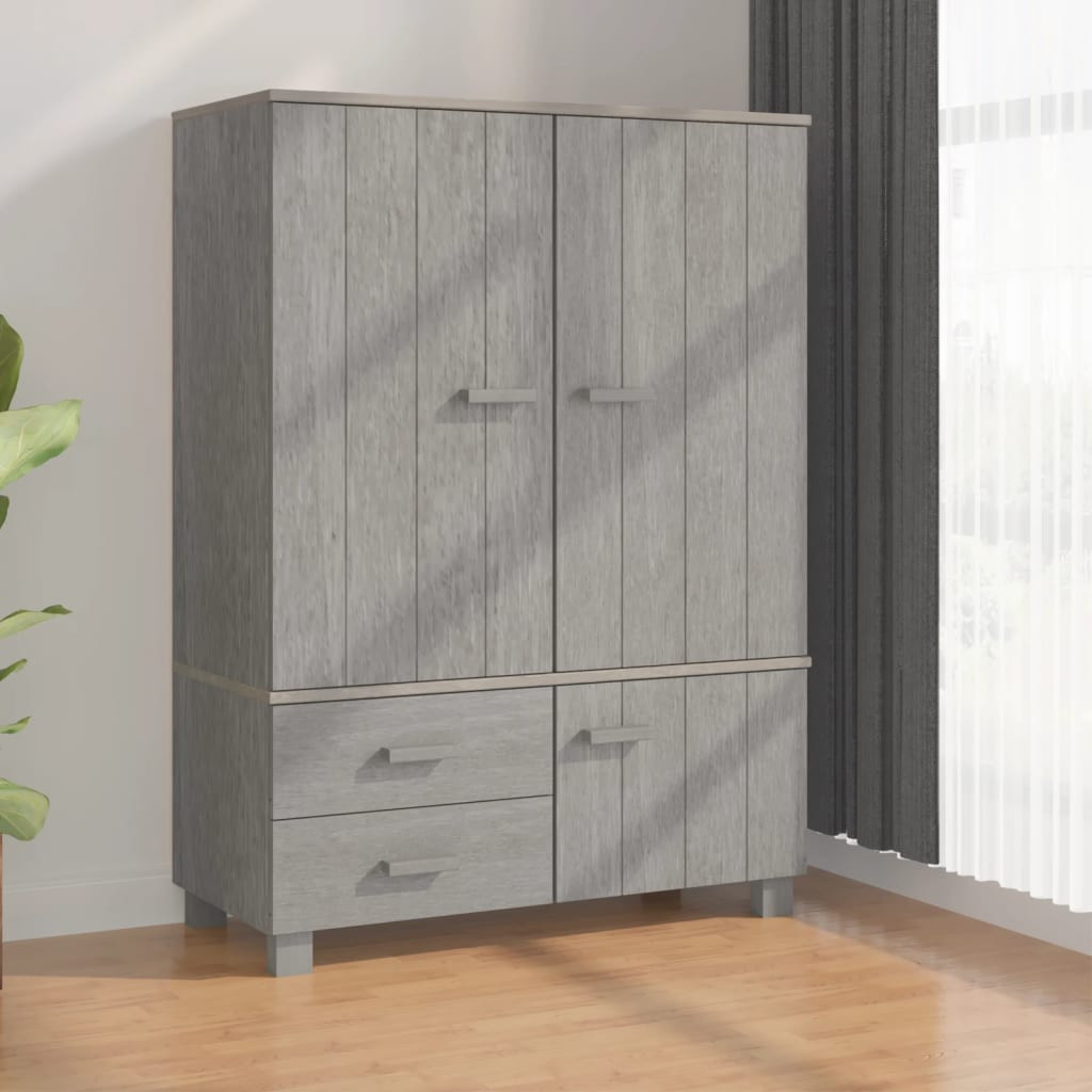 vidaXL Kleiderschrank HAMAR Hellgrau 99x45x137 cm Massivholz Kiefer
