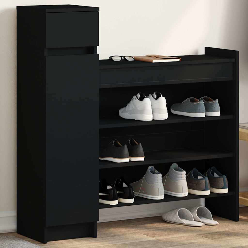 vidaXL Schuhschrank Schwarz 100,5x28x100 cm Holzwerkstoff