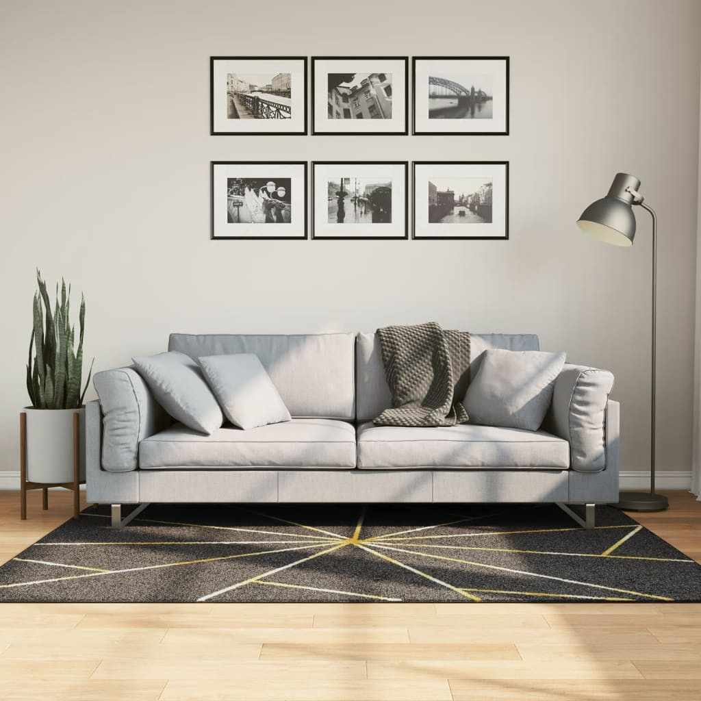 vidaXL Teppich Waschbar Schwarz und Golden 120x180 cm