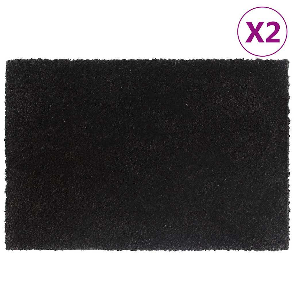 vidaXL Fußmatten 2 Stk. Schwarz 40x60 cm Kokosfaser Getuftet
