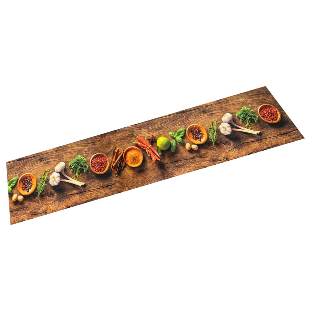 vidaXL Küchenteppich Waschbar Gewürze 60x180 cm Samt