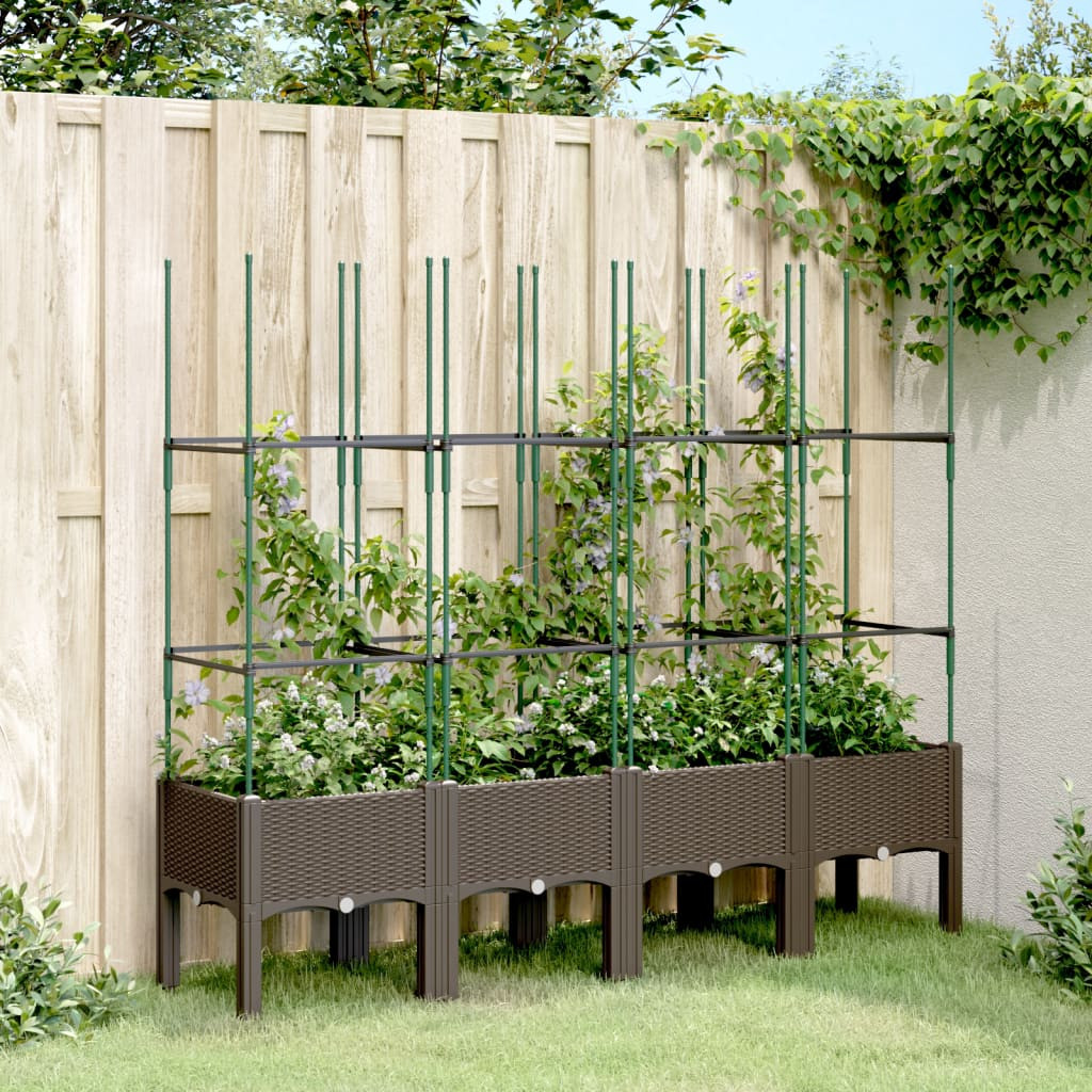 vidaXL Pflanzkübel mit Rankgitter Braun 160x40x142,5 cm PP