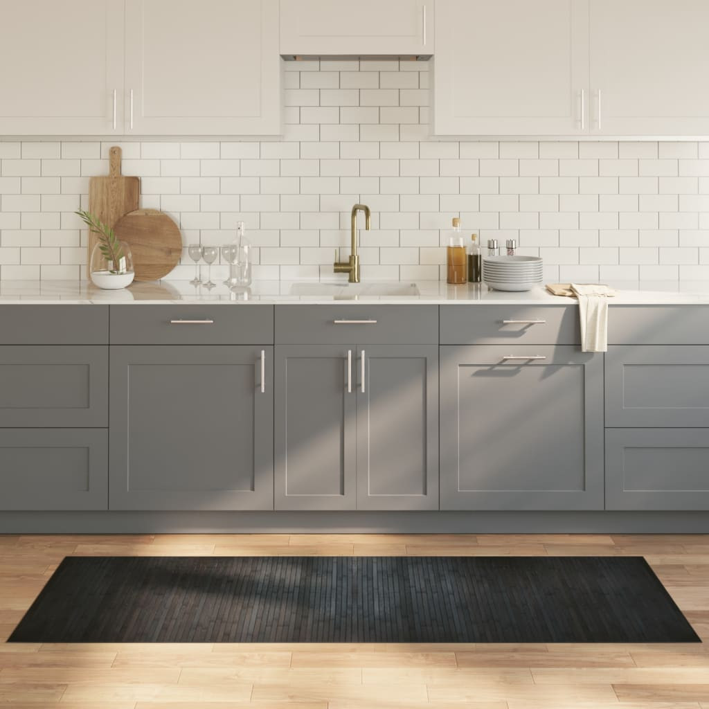 vidaXL Teppich Rechteckig Grau 70x200 cm Bambus