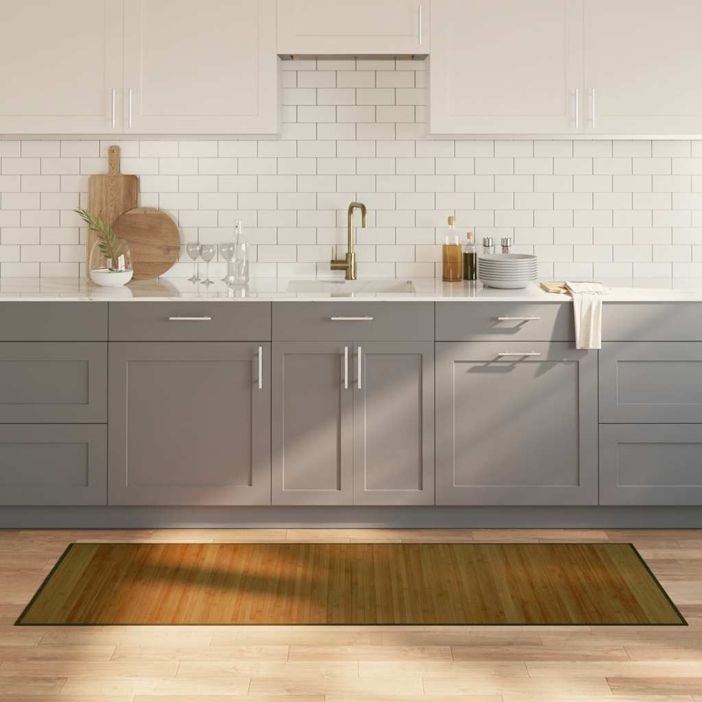 vidaXL Teppich Rechteckig Braun 70x200 cm Bambus