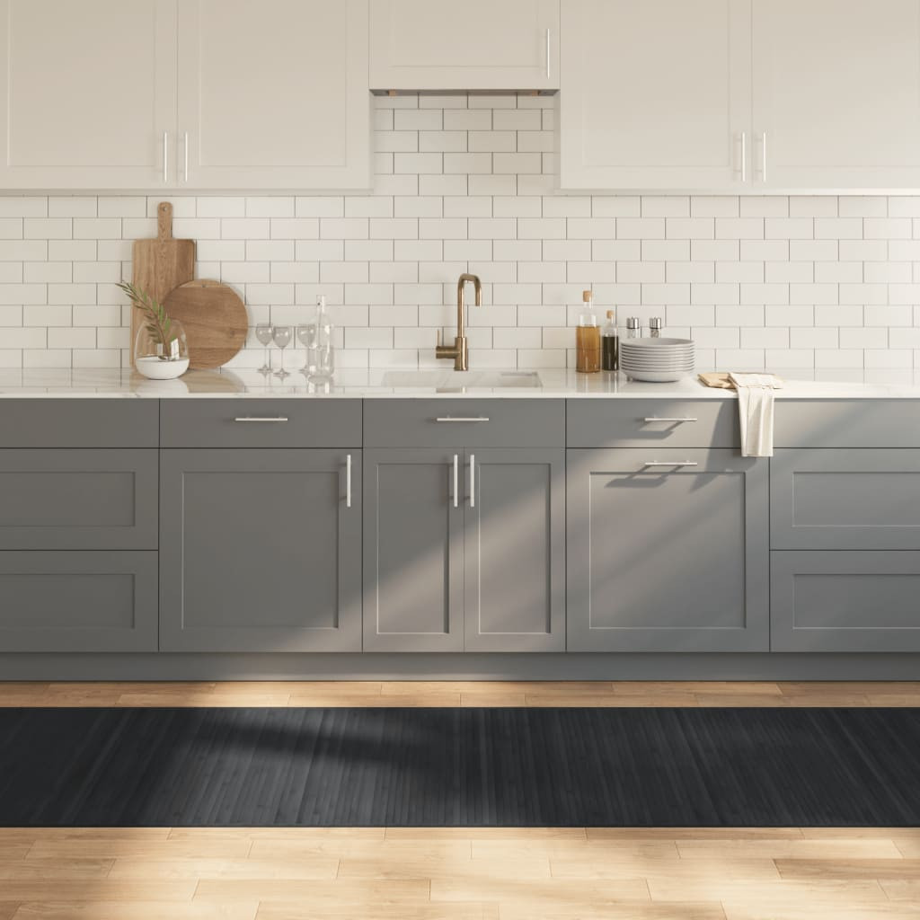 vidaXL Teppich Rechteckig Grau 80x300 cm Bambus