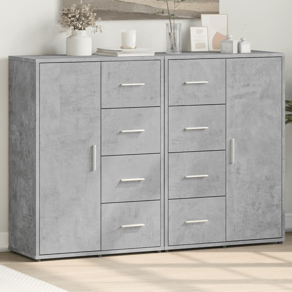 vidaXL Sideboards 2 Stk. Betongrau 60x31x84 cm Holzwerkstoff