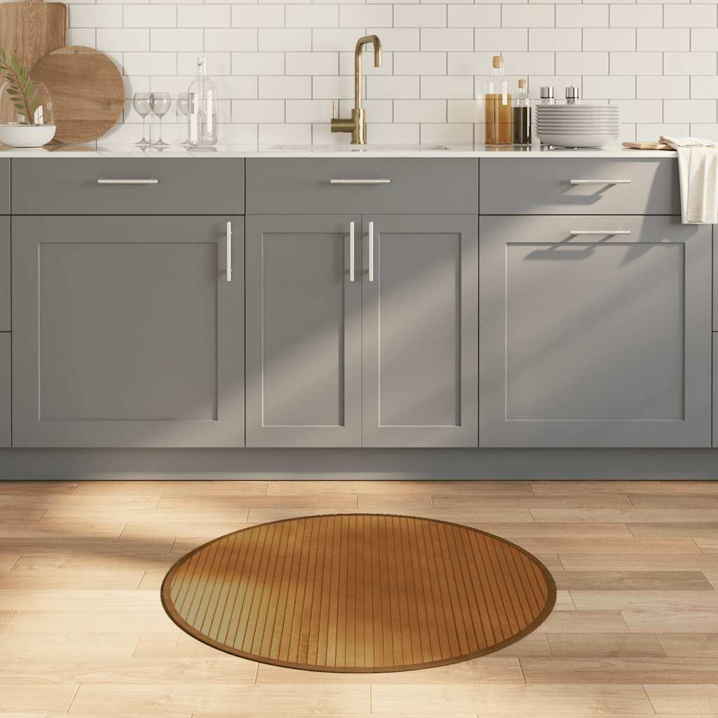 vidaXL Teppich Rund Braun 80 cm Bambus