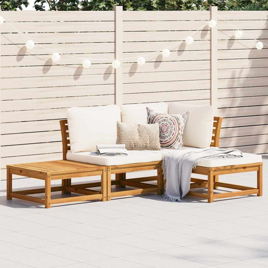 vidaXL 4-tlg. Garten-Lounge-Set mit Kissen Massivholz Akazie